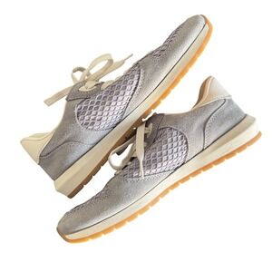 Zara Grey Suede Mesh Netting Low Top Sneakers‎ Gum Sole 5038/310/802 Womens 37